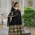 Black Designer Multi-Sequins Work Gown with Dupatta 1