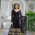 Black Designer Multi-Sequins Work Gown with Dupatta