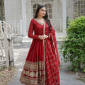 Maroon Designer Multi-Sequins Work Gown with Dupatta