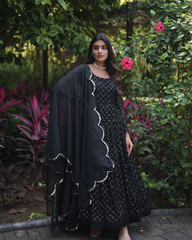 Black Colour Faux Georgette gown with Sequins-Multi Viscose 1