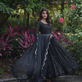 Black Colour Faux Georgette gown with Sequins-Multi Viscose