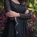 Black Colour Faux Georgette gown with Sequins-Multi Viscose 3