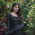 Black Colour Faux Georgette gown with Sequins-Multi Viscose 5