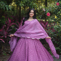 Onion Colour Faux Georgette gown with Sequins-Multi Viscose