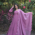 Onion Colour Faux Georgette gown with Sequins-Multi Viscose 4