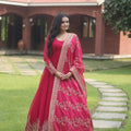 Rani Pink Designer Multi Embroidery Gown Set 2