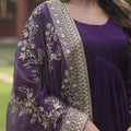 Purple Designer Multi Embroidery Gown Set  5