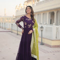 Purple Designer Festival Special Embroidered and Multi-Sequins work Gown  2