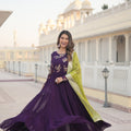 Purple Designer Festival Special Embroidered and Multi-Sequins work Gown 