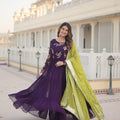 Purple Designer Festival Special Embroidered and Multi-Sequins work Gown 4