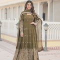 Mendi Faux Georgette with Sequins Embroidered work Gown