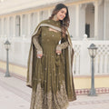 Mendi Faux Georgette with Sequins Embroidered work Gown 2