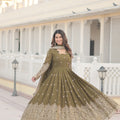Mendi Faux Georgette with Sequins Embroidered work Gown 1