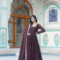 Brown Designer Wedding Special Fully Flair Georgette Gown 3