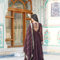 Brown Designer Wedding Special Fully Flair Georgette Gown 5