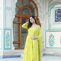 Yellow Designer Wedding Special Fully Flair Georgette Gown 1