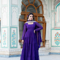 Purple Designer Wedding Special Fully Flair Georgette Gown 2