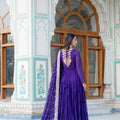 Purple Designer Wedding Special Fully Flair Georgette Gown 5
