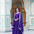 Purple Designer Wedding Special Fully Flair Georgette Gown 3