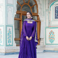 Purple Designer Wedding Special Fully Flair Georgette Gown 1