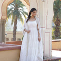 WHITE Faux Georgette Sleeveless Gown 2