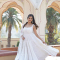 WHITE Faux Georgette Sleeveless Gown 3