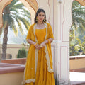 YELLOW  Faux Georgette Sleeveless Gown 2