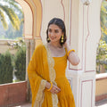 YELLOW  Faux Georgette Sleeveless Gown 3