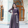 Wine Colour Wedding Special Designer Sequins Embroidered work Gown 1