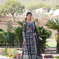 BLACK Viscose Diable Jacquard With Sequins Embroidered Work Gown   1