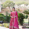 PINK Viscose Diable Jacquard With Sequins Embroidered Work Gown 3