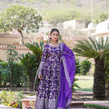 PURPLE  Viscose Diable Jacquard With Sequins Embroidered Work Gown   3