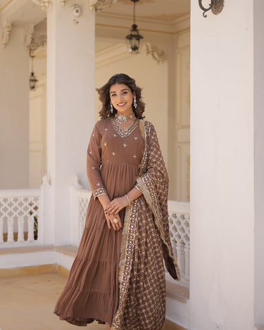 Coffee Colour Traditional Designer Festive Wear Gown 6