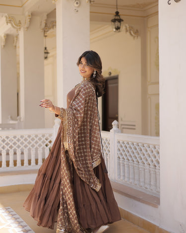 Coffee Colour Traditional Designer Festive Wear Gown 7