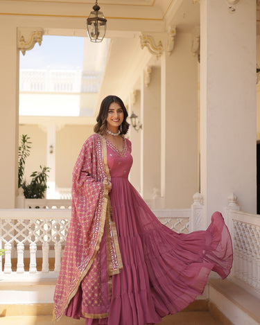 Onion Colour Traditional Designer Festive Wear Gown 6