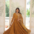 Mustard Colour Traditional Designer Festive Wear Gown 