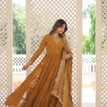 Mustard Colour Traditional Designer Festive Wear Gown 3