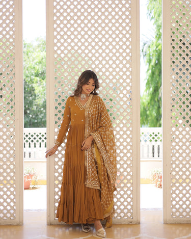 Mustard Colour Traditional Designer Festive Wear Gown 4