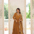 Mustard Colour Traditional Designer Festive Wear Gown 1