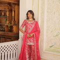 Rani Pink Viscose Jacquerd Sequins Embroidered work Gharara Set