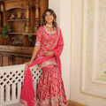 Rani Pink Viscose Jacquerd Sequins Embroidered work Gharara Set 3