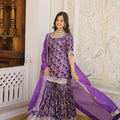 Purple Viscose Jacquerd Sequins Embroidered work Gharara Set 1