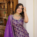 Purple Viscose Jacquerd Sequins Embroidered work Gharara Set 5