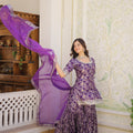 Purple Viscose Jacquerd Sequins Embroidered work Gharara Set 4