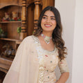 Off White Viscose Jacquerd Sequins Embroidered work Gharara Set 7