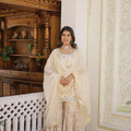 Off White Viscose Jacquerd Sequins Embroidered work Gharara Set 1