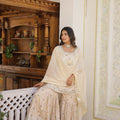 Off White Viscose Jacquerd Sequins Embroidered work Gharara Set 2