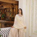 Off White Viscose Jacquerd Sequins Embroidered work Gharara Set 3