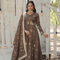 Beige Colour Vichitra Shimmer Sequins work Gown 