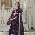 Purple Colour Vichitra Shimmer Sequins work Gown 6